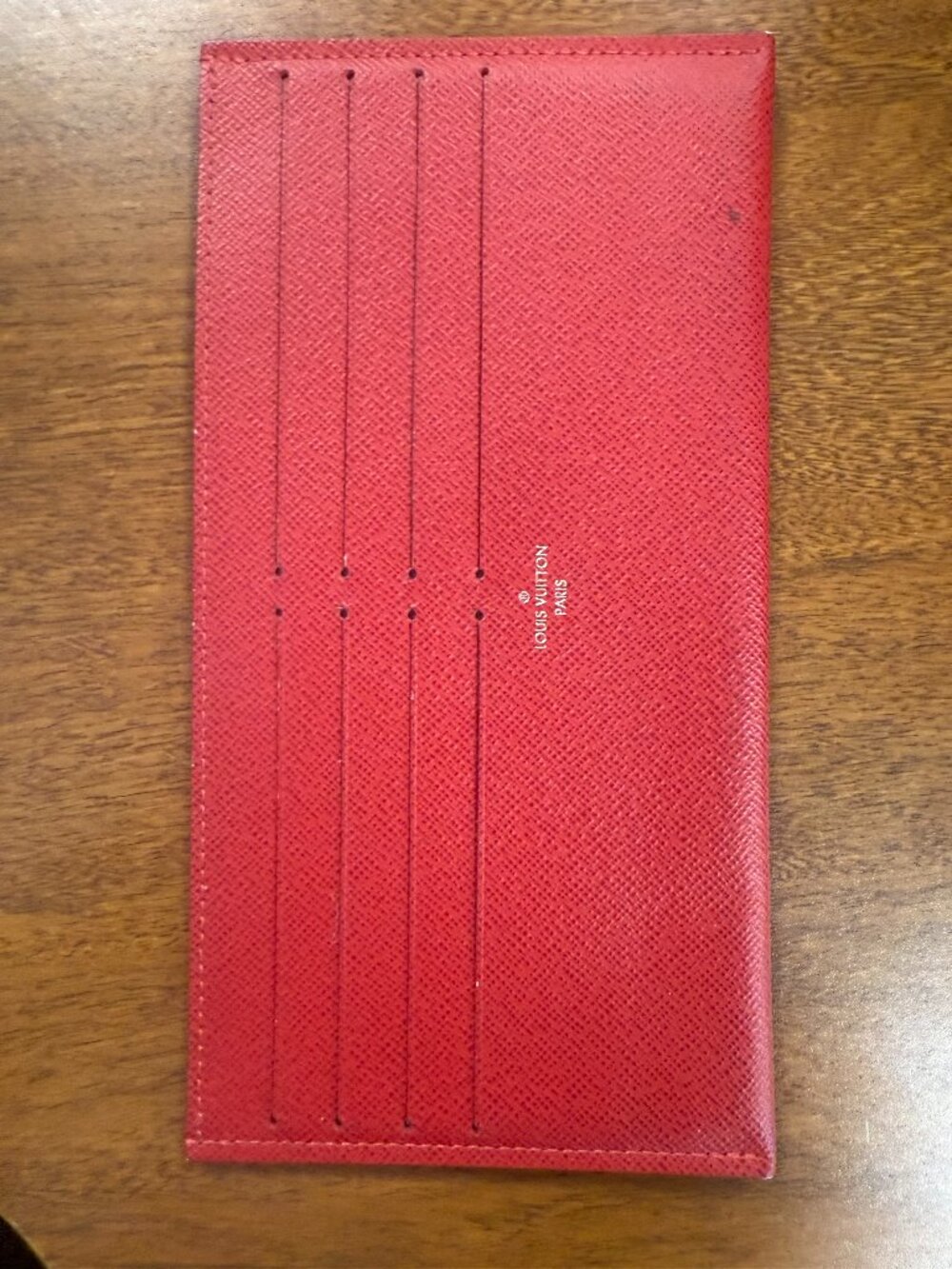 Louis Vuitton Felicie Pochette Damier Ebene Wallet Insert Red